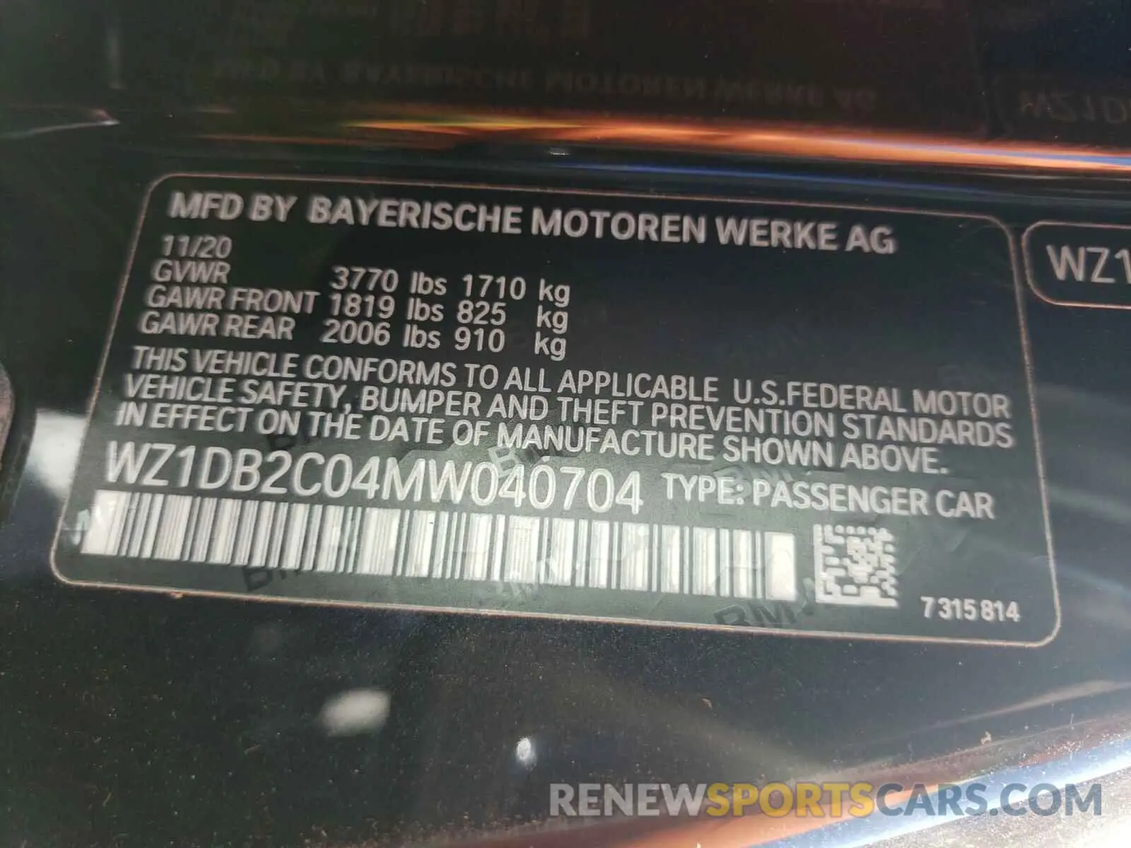 10 Фотография поврежденного автомобиля WZ1DB2C04MW040704 TOYOTA SUPRA 2021