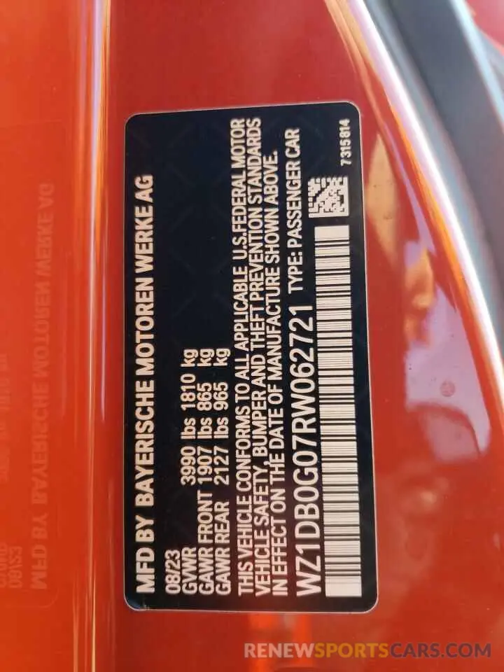 12 Фотография поврежденного автомобиля WZ1DB0G07RW062721 TOYOTA SUPRA 2024