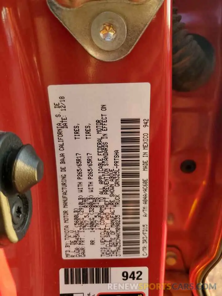 12 Photograph of a damaged car 3TMAZ5CN4KM090235 TOYOTA TACOMA 2019
