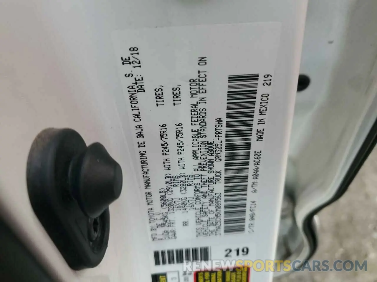 12 Photograph of a damaged car 3TMAZ5CN5KM089563 TOYOTA TACOMA 2019