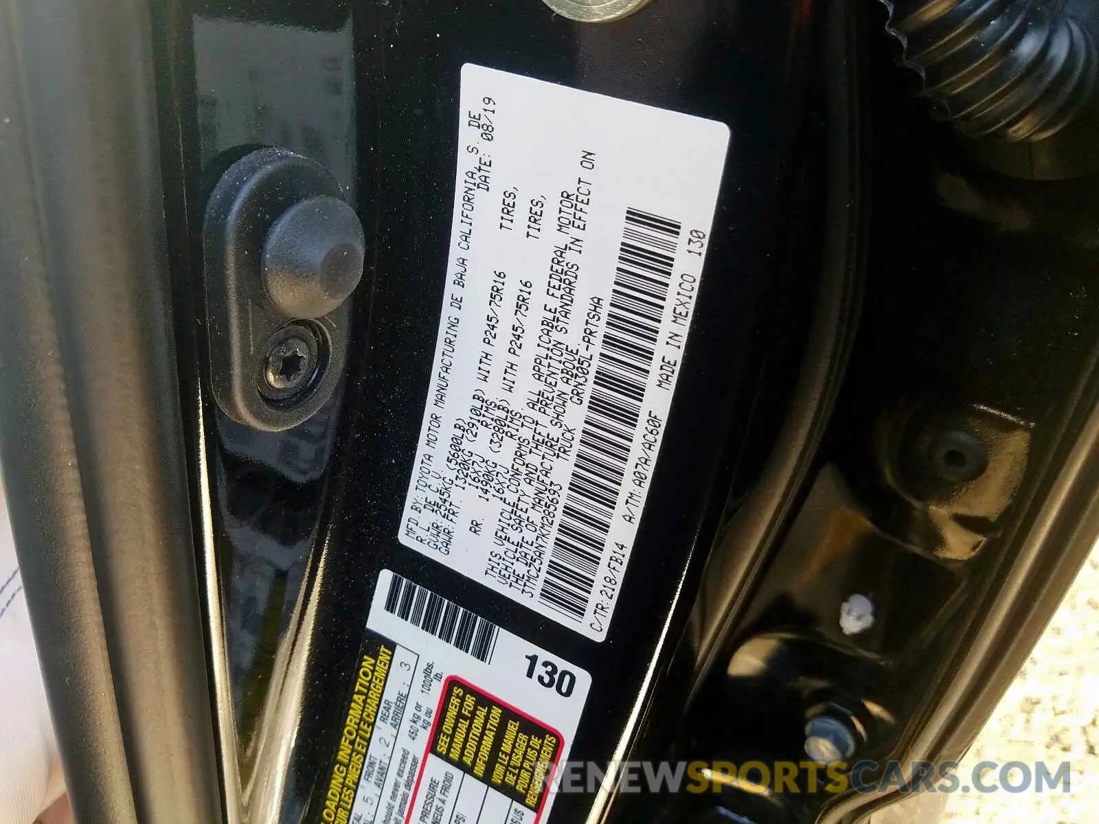 10 Photograph of a damaged car 3TMCZ5AN7KM285693 TOYOTA TACOMA 2019