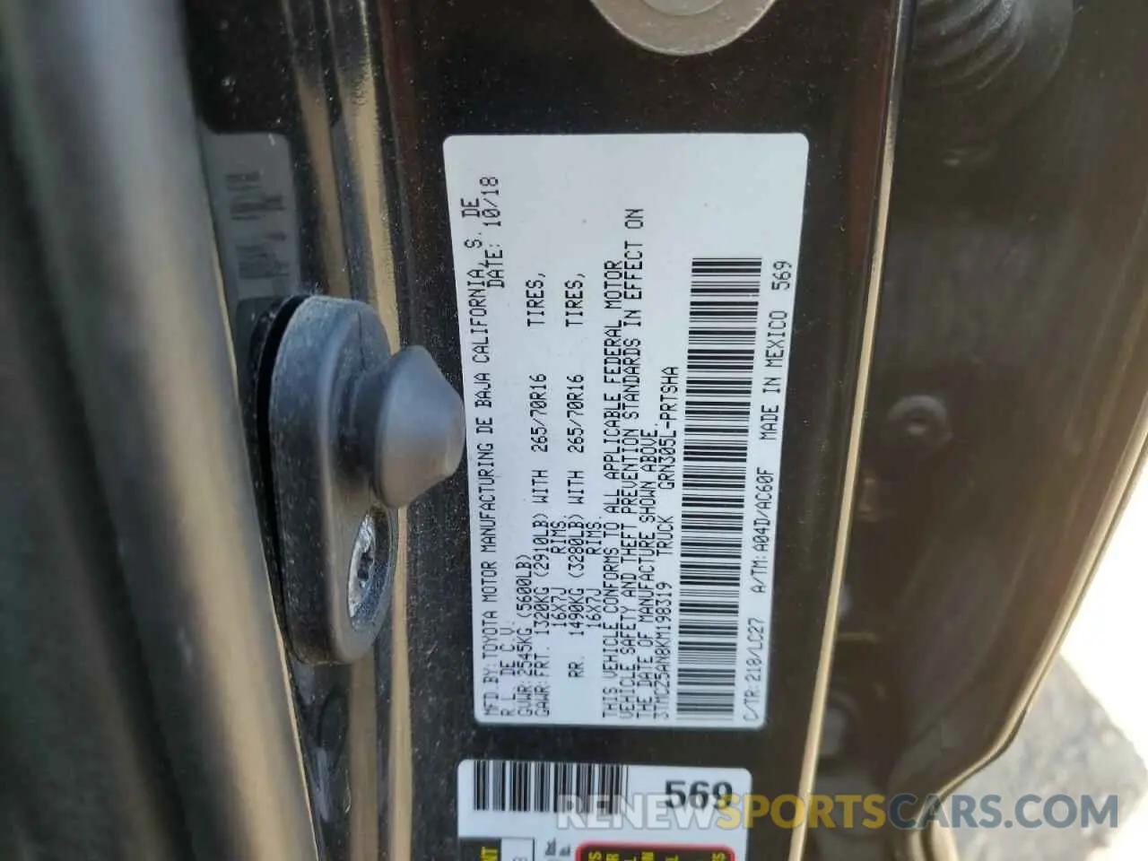 12 Photograph of a damaged car 3TMCZ5AN8KM198319 TOYOTA TACOMA 2019