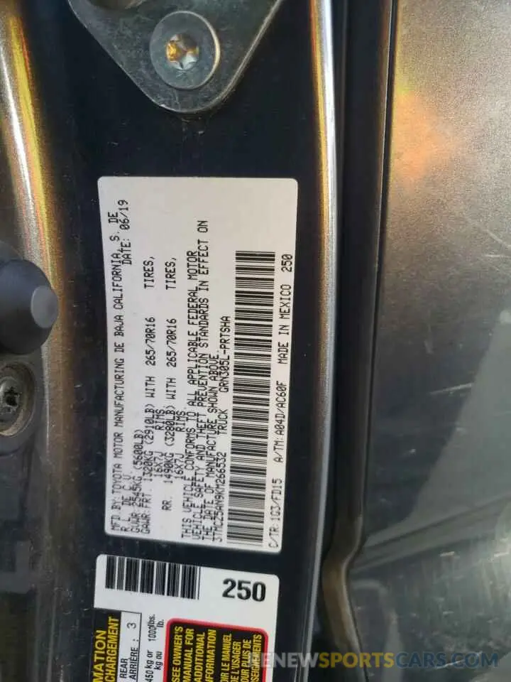 10 Photograph of a damaged car 3TMCZ5AN9KM266532 TOYOTA TACOMA 2019