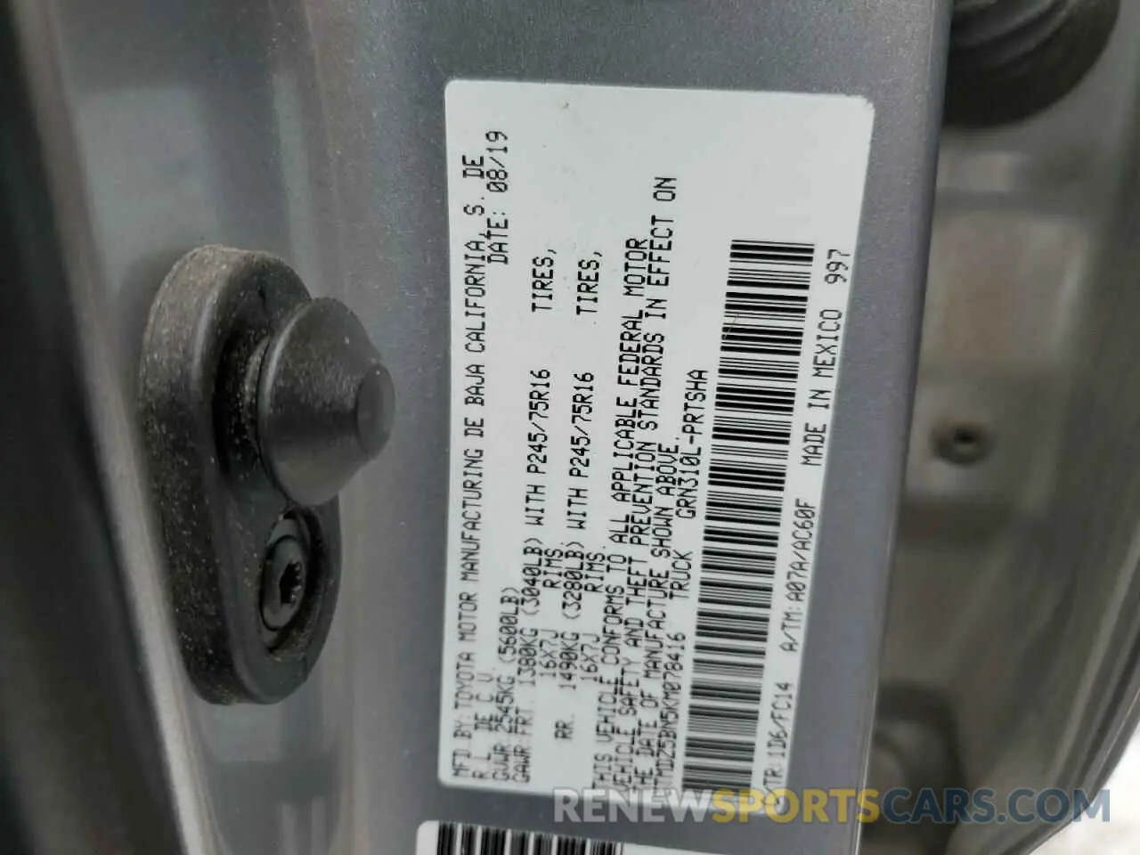 12 Photograph of a damaged car 3TMDZ5BN5KM078416 TOYOTA TACOMA 2019