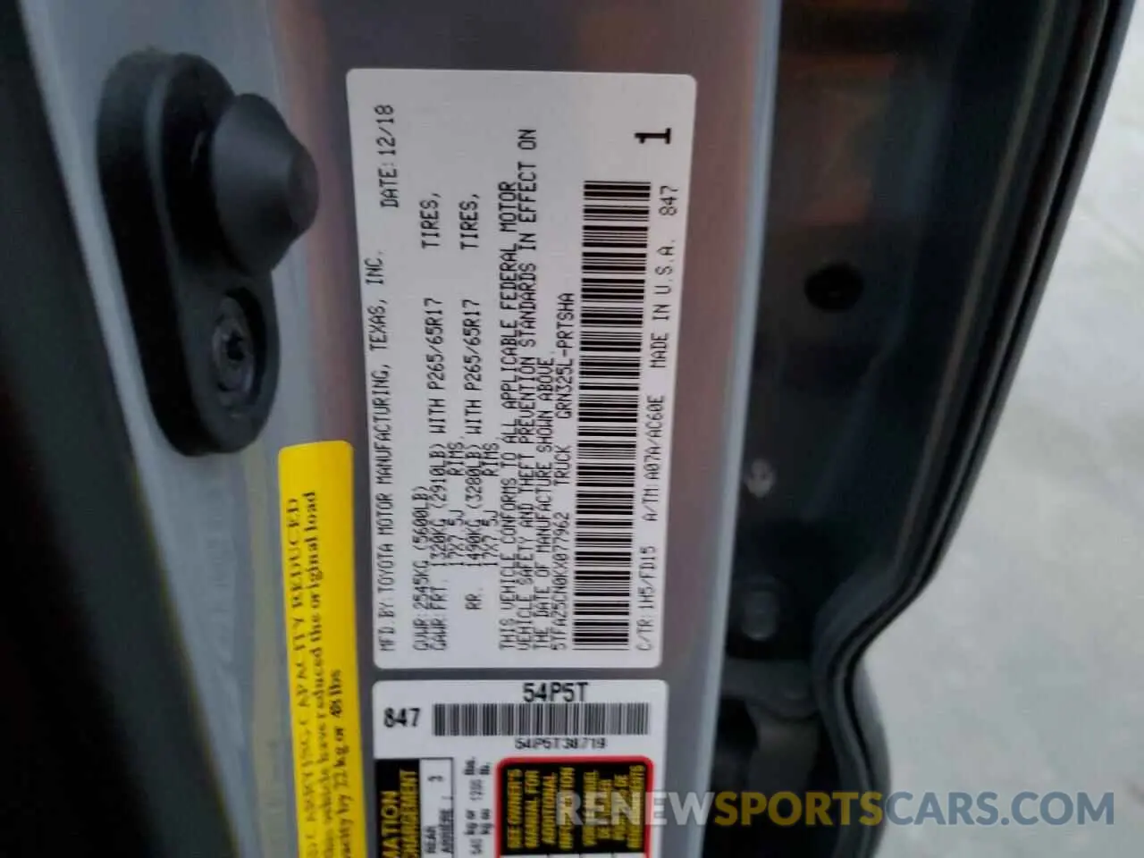 12 Photograph of a damaged car 5TFAZ5CN0KX077962 TOYOTA TACOMA 2019