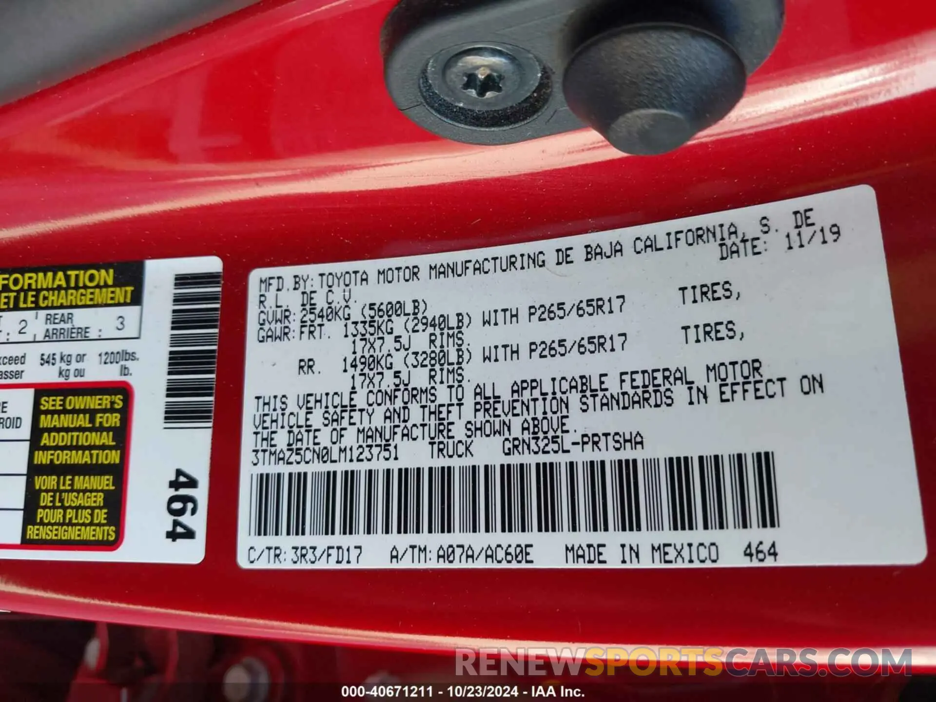 9 Фотография поврежденного автомобиля 3TMAZ5CN0LM123751 TOYOTA TACOMA 2020
