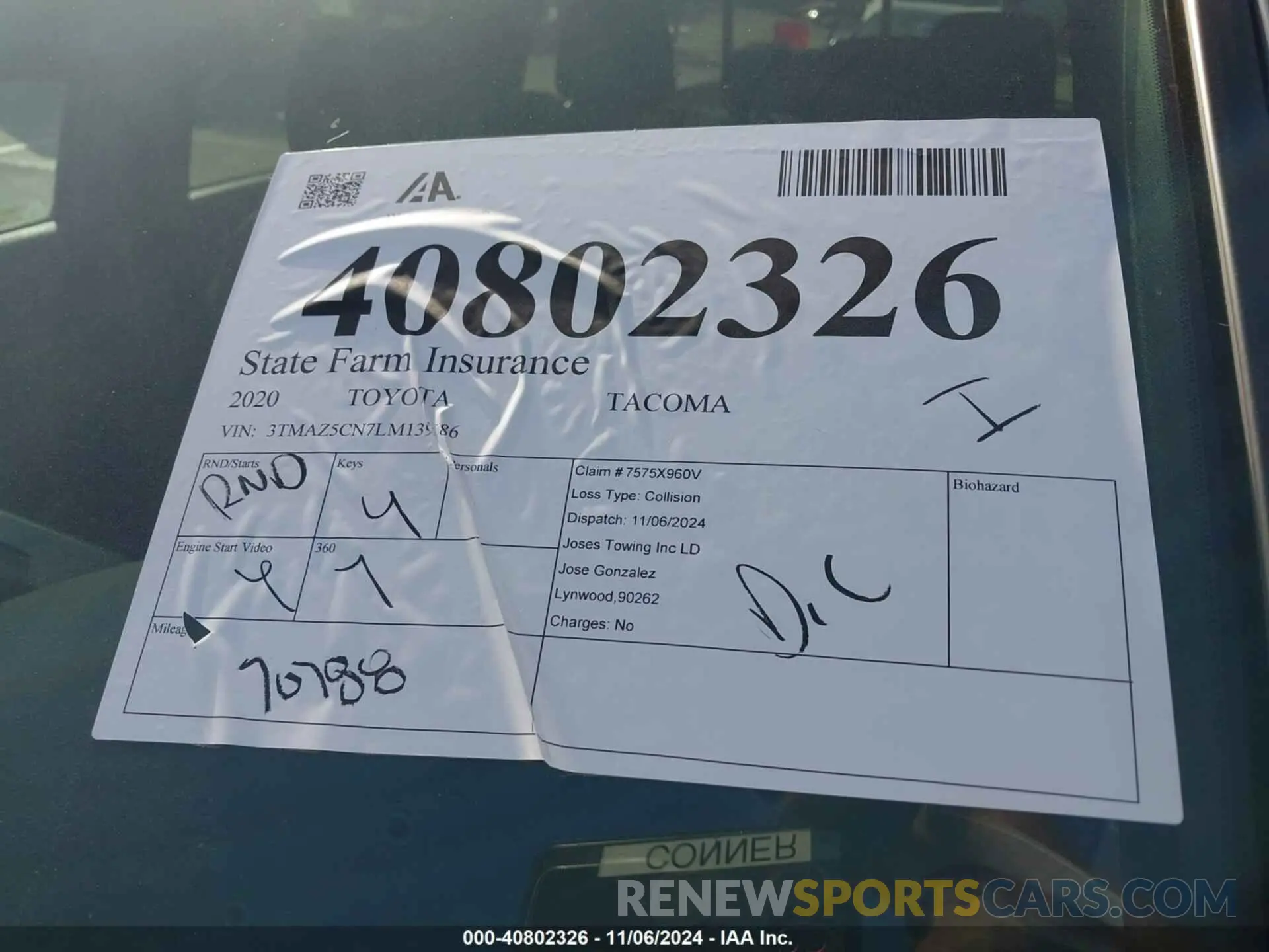 17 Photograph of a damaged car 3TMAZ5CN7LM139686 TOYOTA TACOMA 2020