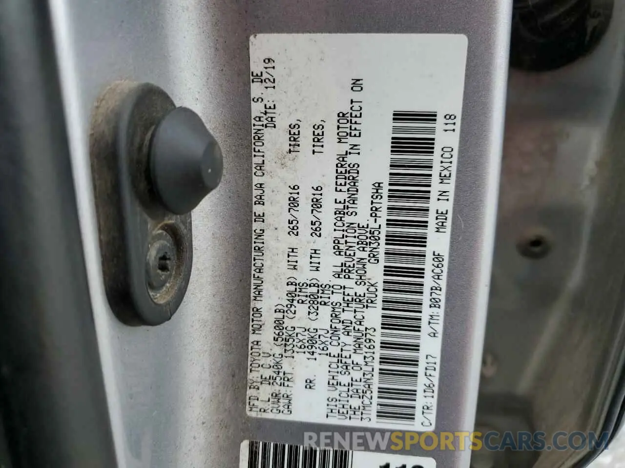 14 Photograph of a damaged car 3TMCZ5AN3LM316973 TOYOTA TACOMA 2020
