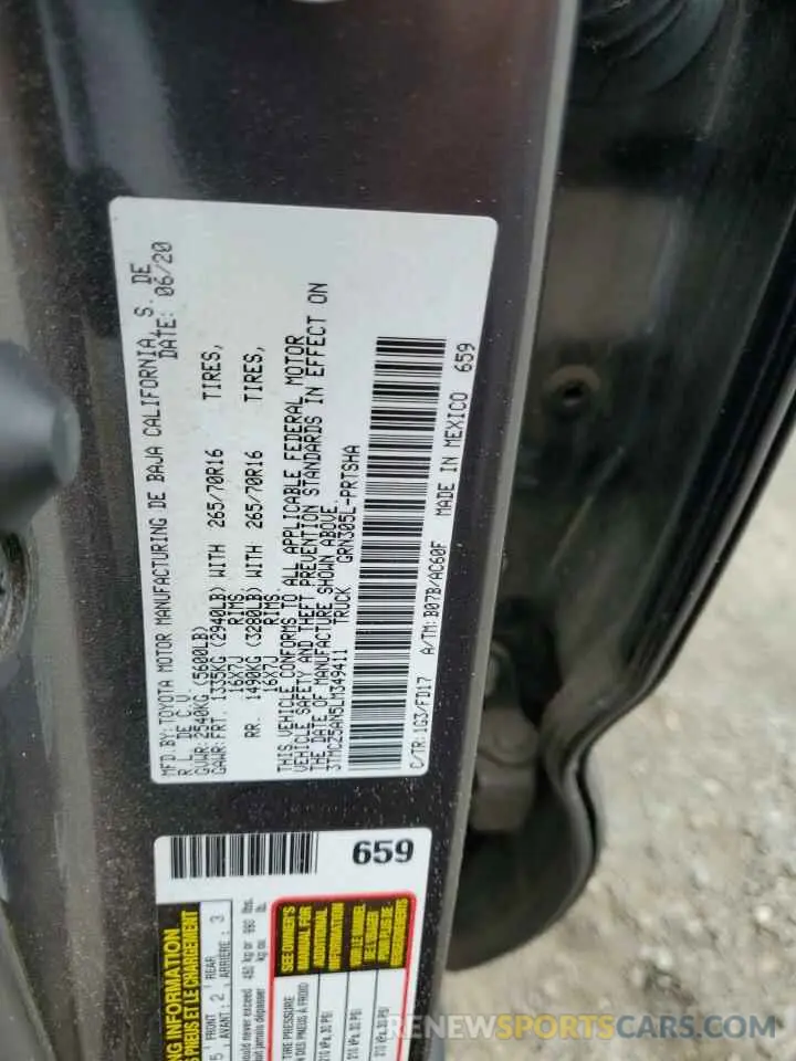 13 Фотография поврежденного автомобиля 3TMCZ5AN5LM349411 TOYOTA TACOMA 2020