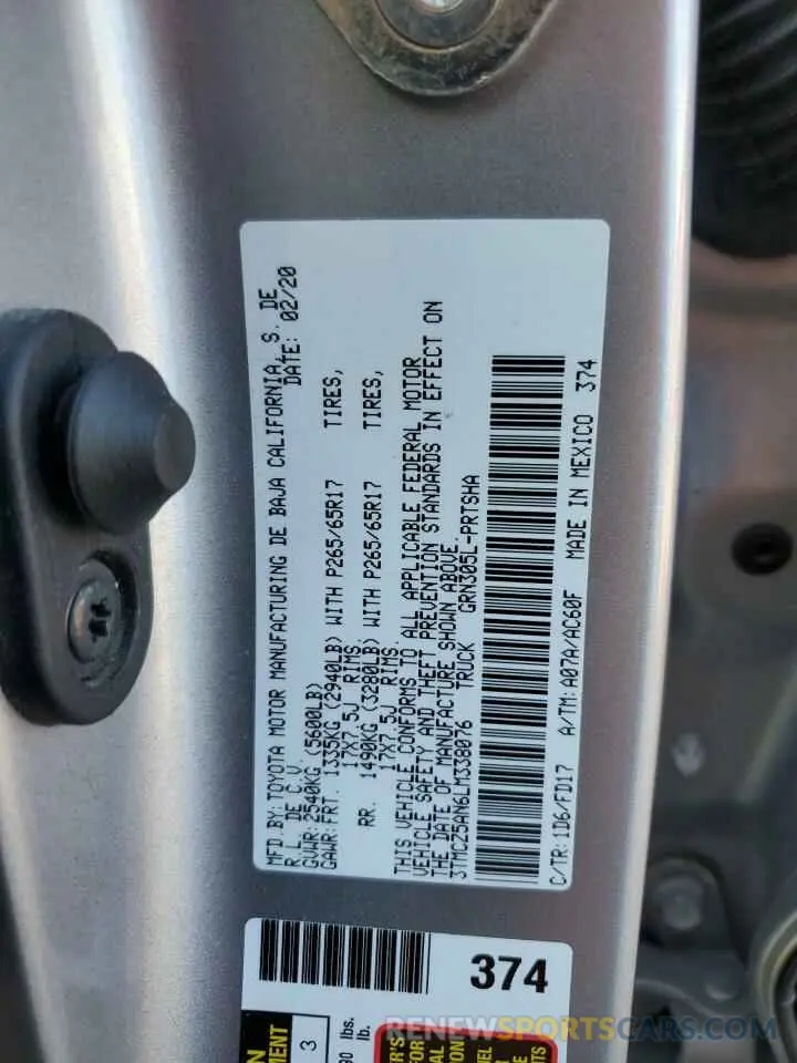 12 Фотография поврежденного автомобиля 3TMCZ5AN6LM338076 TOYOTA TACOMA 2020