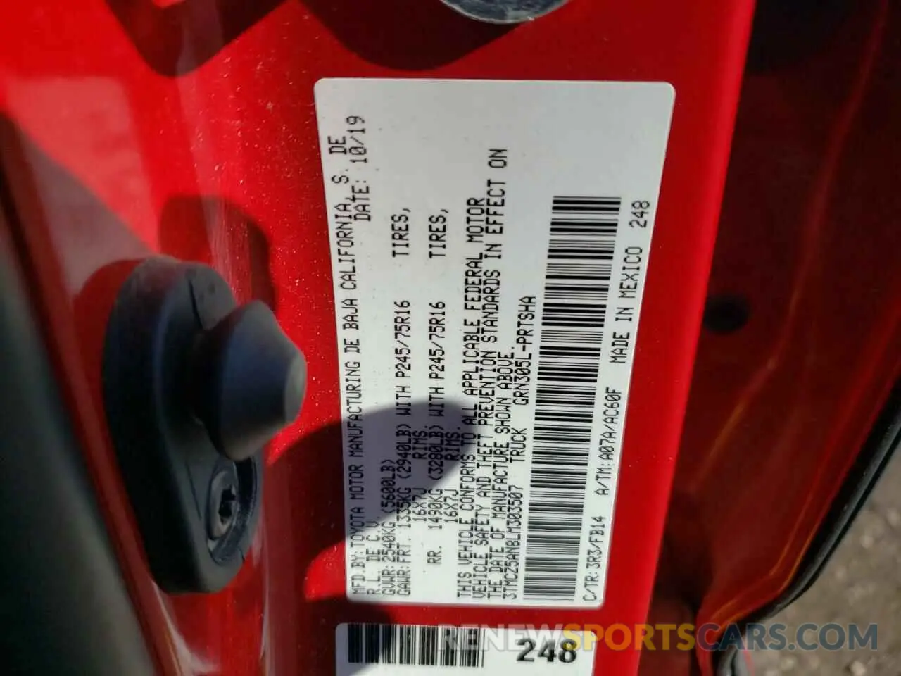 14 Фотография поврежденного автомобиля 3TMCZ5AN8LM303507 TOYOTA TACOMA 2020