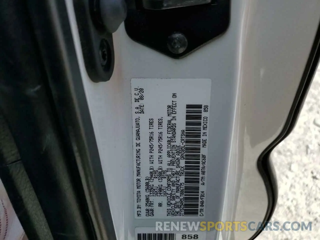 13 Photograph of a damaged car 3TYSZ5AN5LT006775 TOYOTA TACOMA 2020