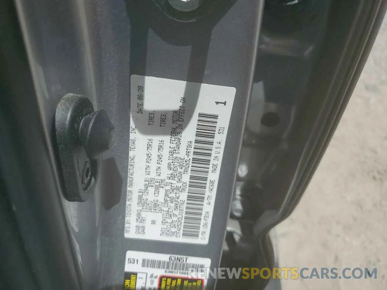 12 Фотография поврежденного автомобиля 5TFAX5GN3LX187762 TOYOTA TACOMA 2020