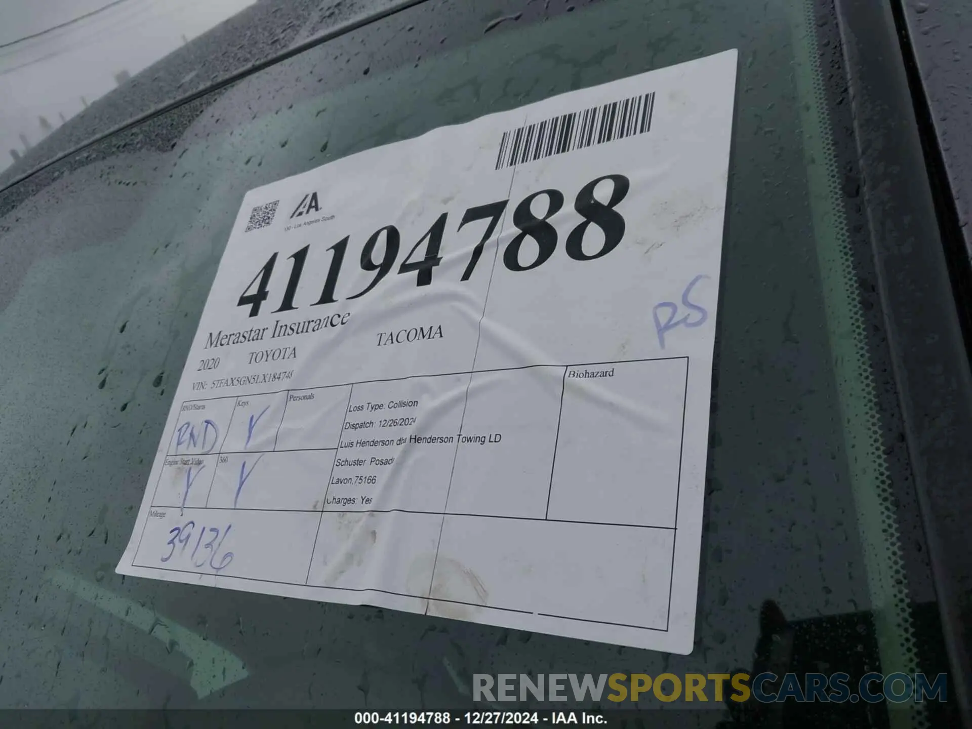 18 Photograph of a damaged car 5TFAX5GN5LX184748 TOYOTA TACOMA 2020