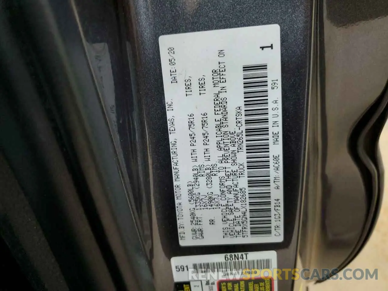12 Фотография поврежденного автомобиля 5TFRX5GN4LX182685 TOYOTA TACOMA 2020