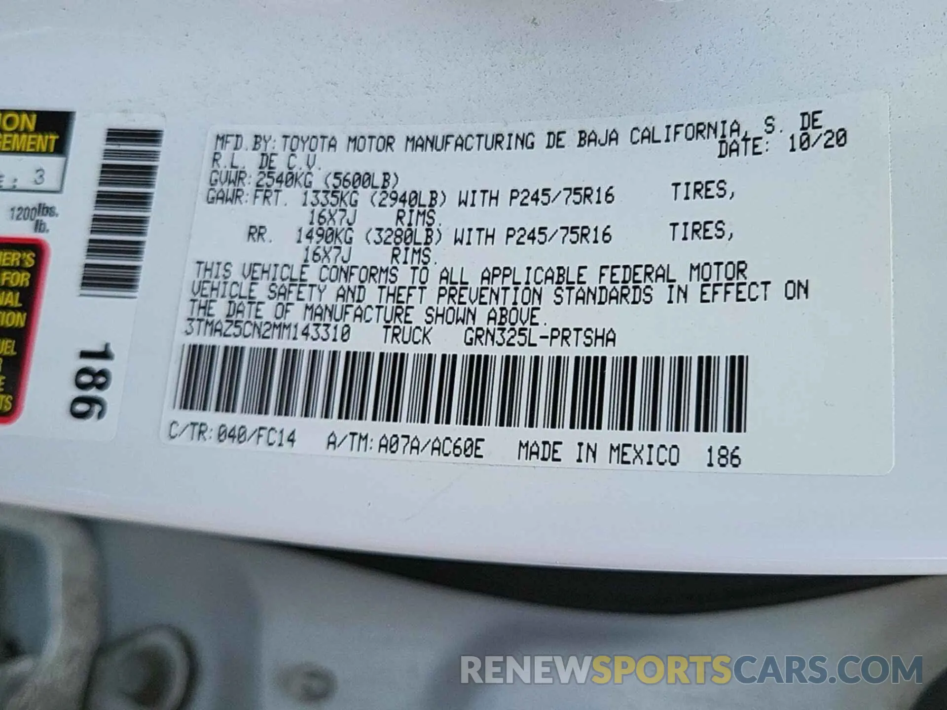 12 Фотография поврежденного автомобиля 3TMAZ5CN2MM143310 TOYOTA TACOMA 2021