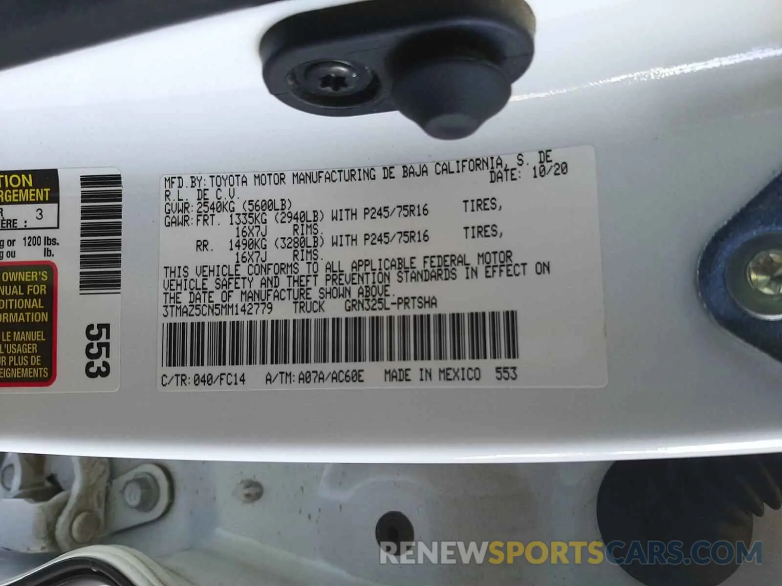 10 Фотография поврежденного автомобиля 3TMAZ5CN5MM142779 TOYOTA TACOMA 2021