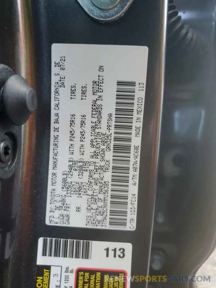 14 Photograph of a damaged car 3TMAZ5CNXMM156385 TOYOTA TACOMA 2021