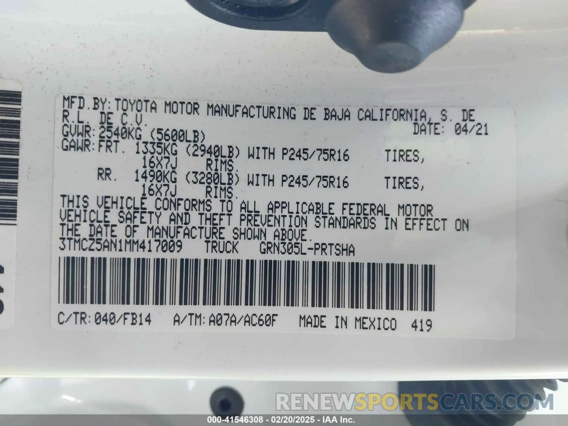 9 Photograph of a damaged car 3TMCZ5AN1MM417009 TOYOTA TACOMA 2021