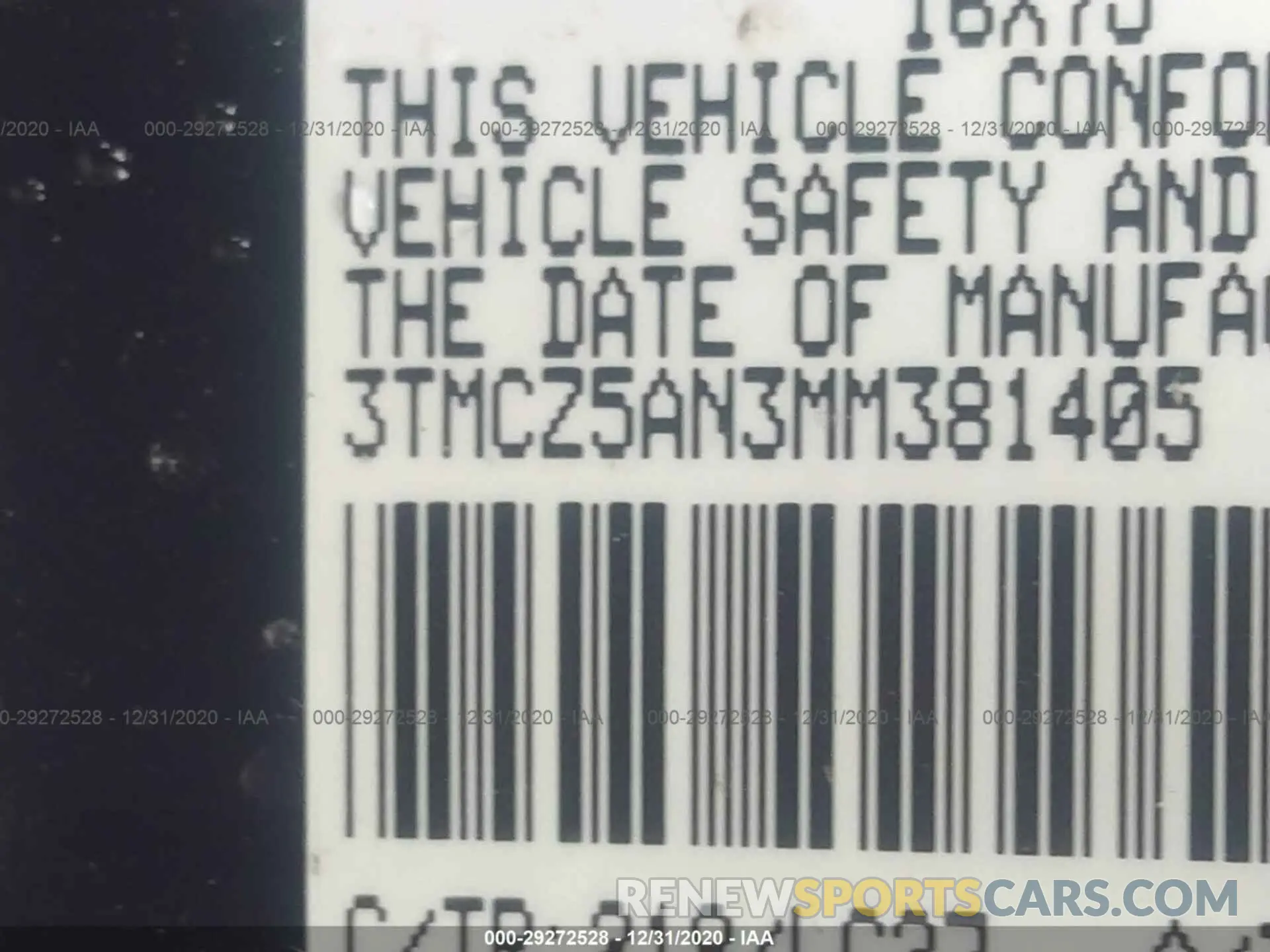 9 Photograph of a damaged car 3TMCZ5AN3MM381405 TOYOTA TACOMA 2021