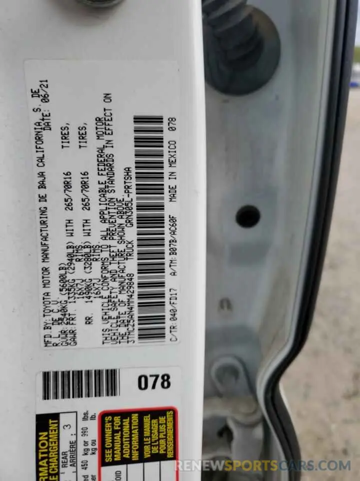 14 Фотография поврежденного автомобиля 3TMCZ5AN4MM429848 TOYOTA TACOMA 2021