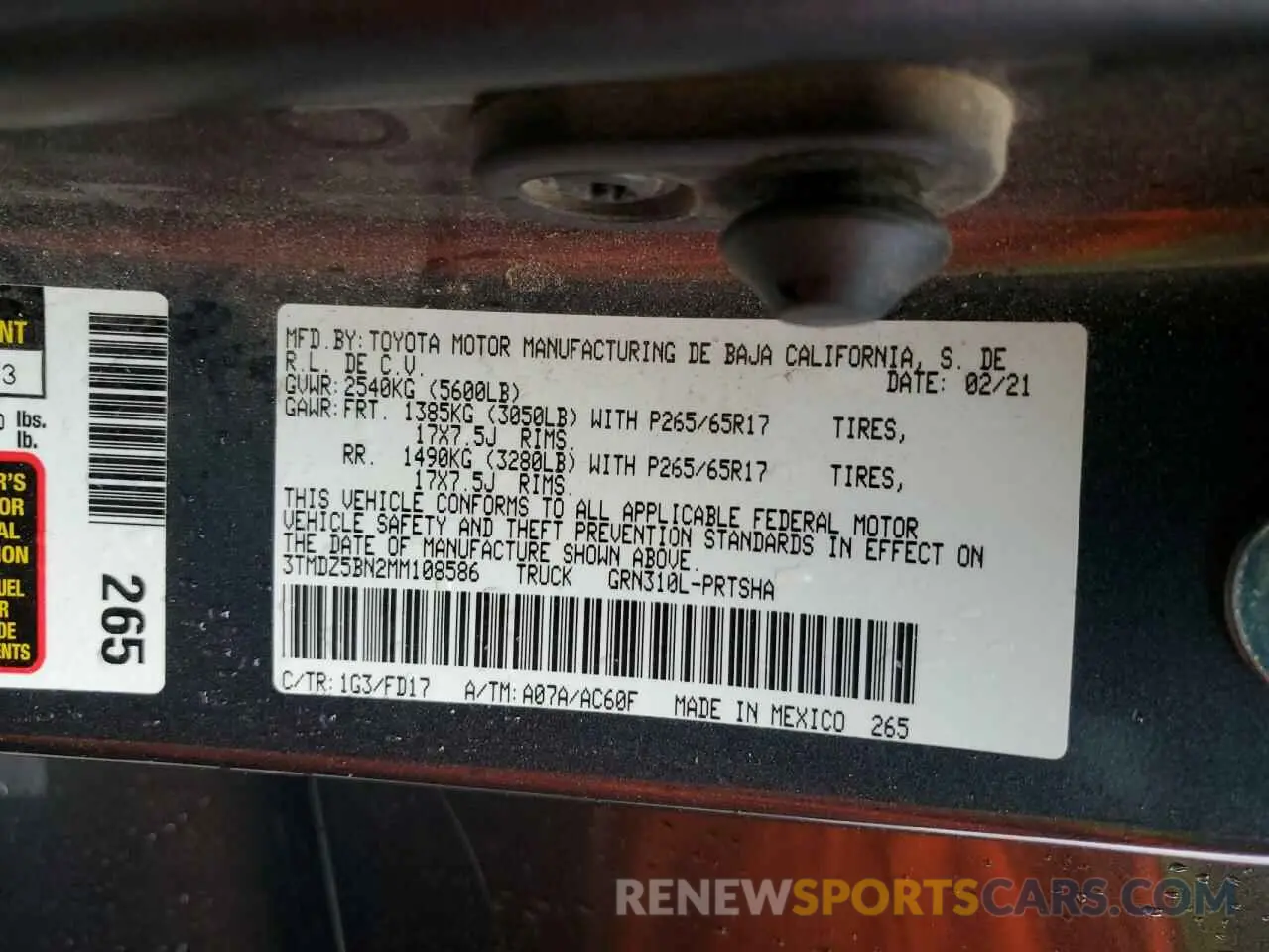 13 Photograph of a damaged car 3TMDZ5BN2MM108586 TOYOTA TACOMA 2021