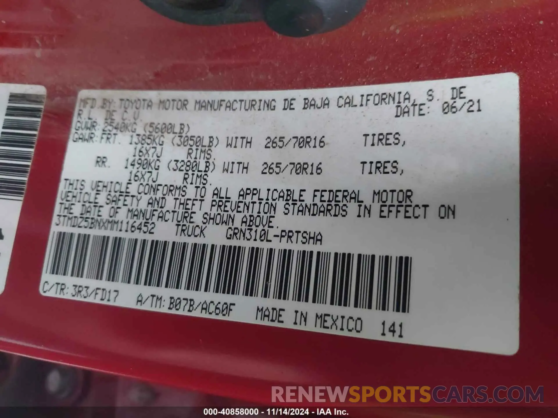 9 Photograph of a damaged car 3TMDZ5BNXMM116452 TOYOTA TACOMA 2021