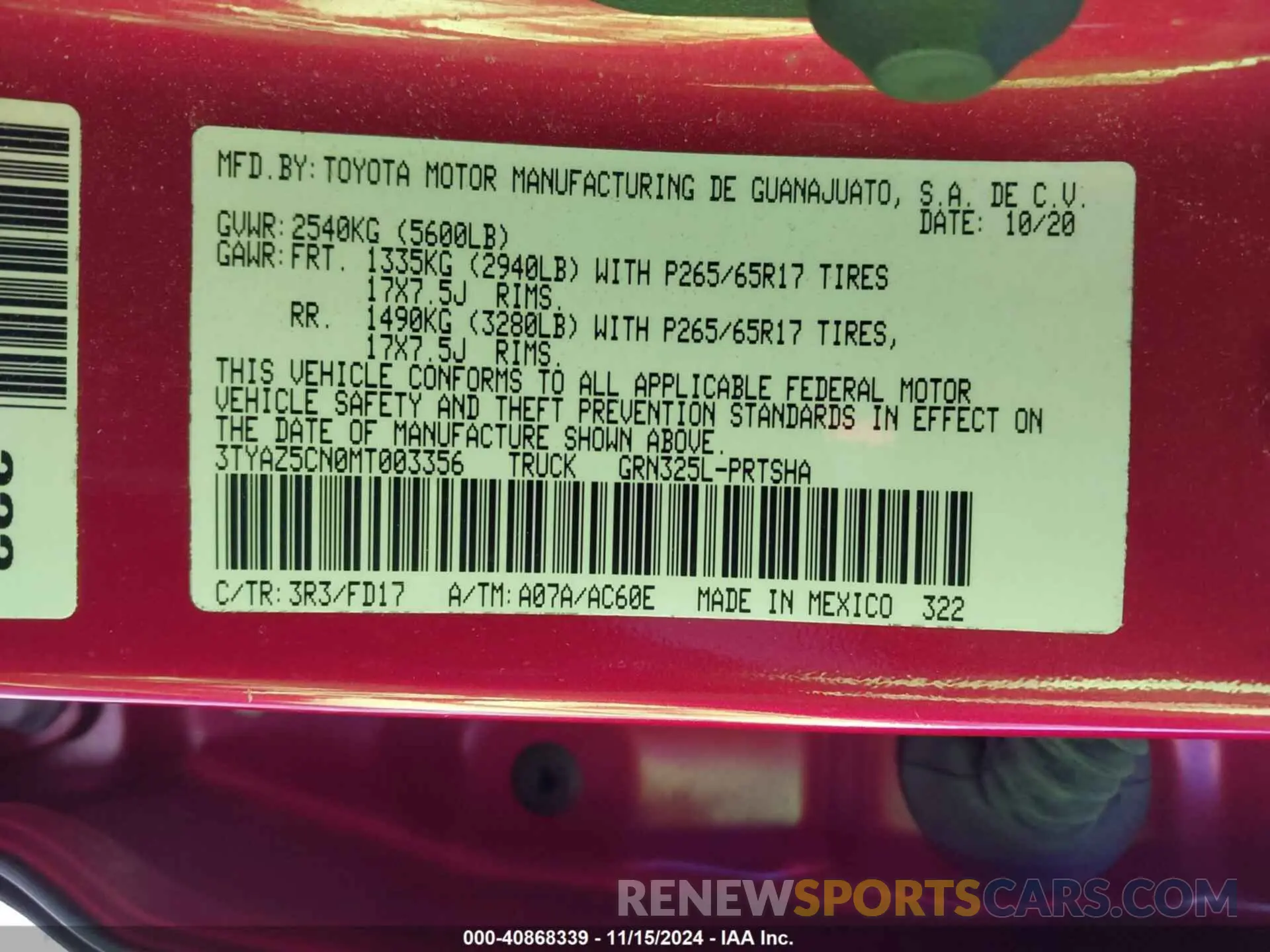 9 Фотография поврежденного автомобиля 3TYAZ5CN0MT003356 TOYOTA TACOMA 2021