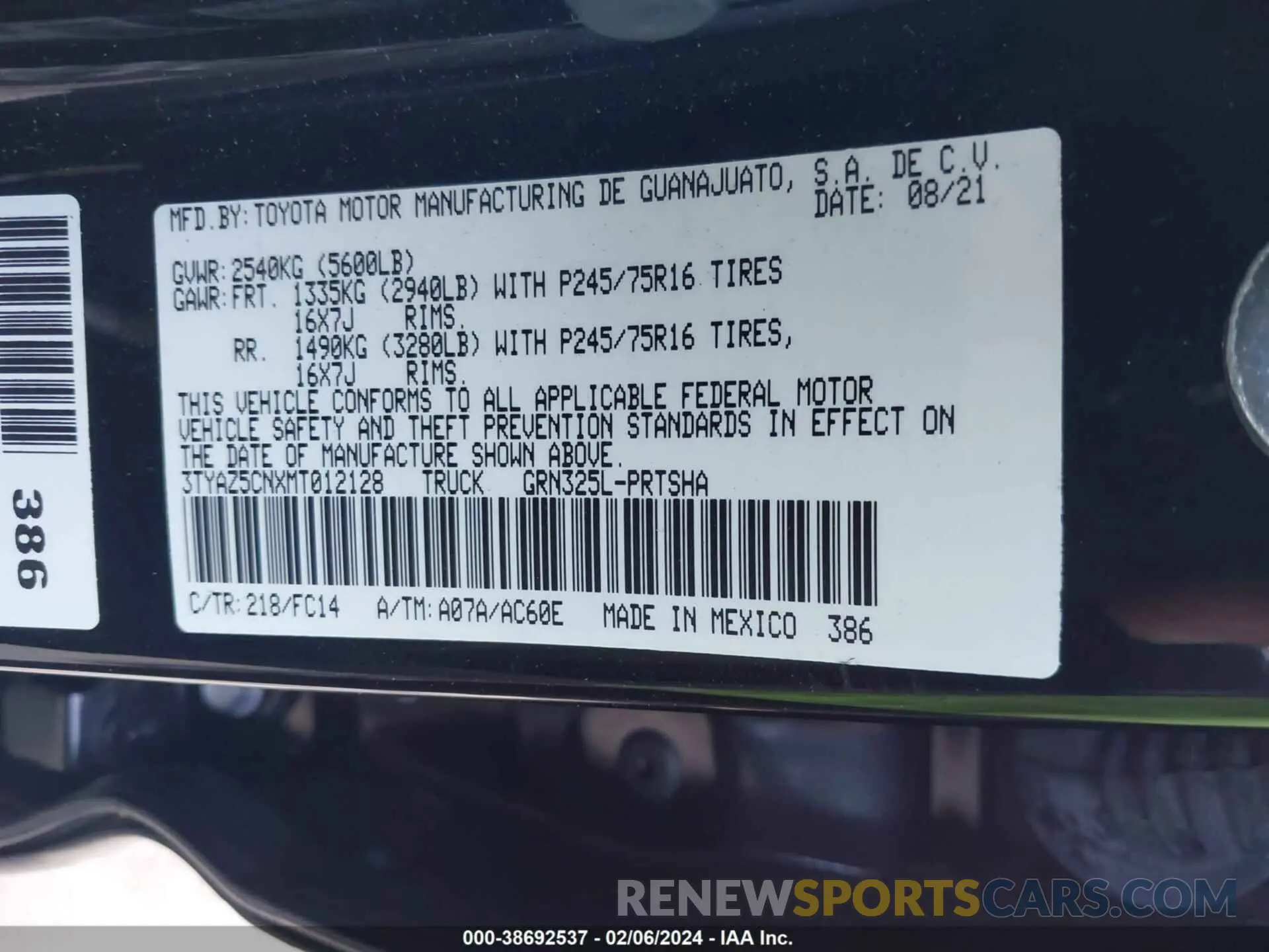 9 Photograph of a damaged car 3TYAZ5CNXMT012128 TOYOTA TACOMA 2021