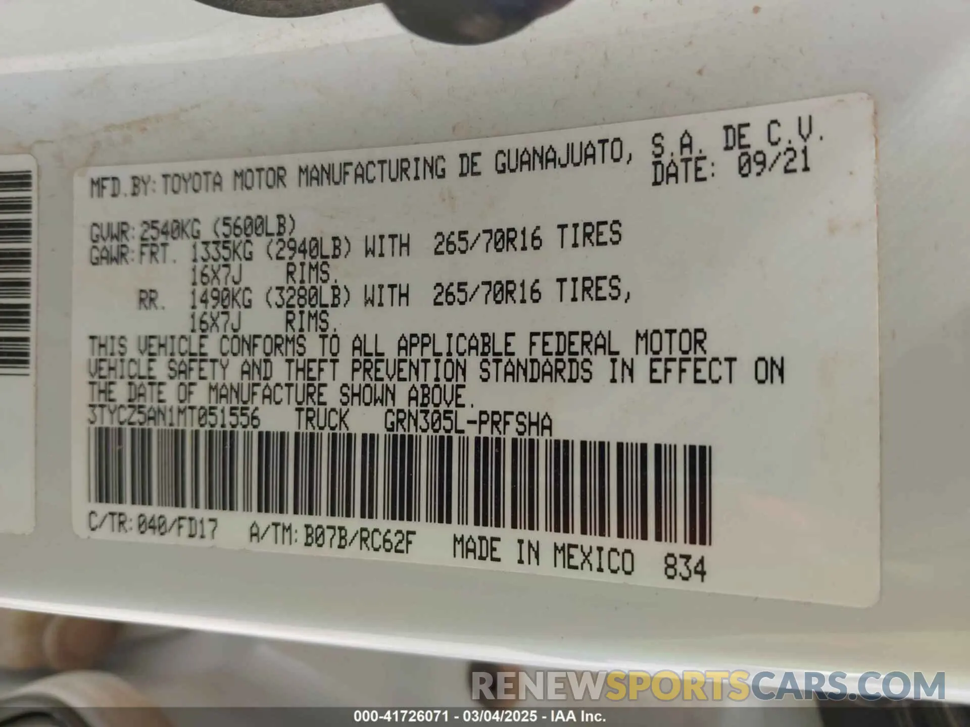 9 Photograph of a damaged car 3TYCZ5AN1MT051556 TOYOTA TACOMA 2021