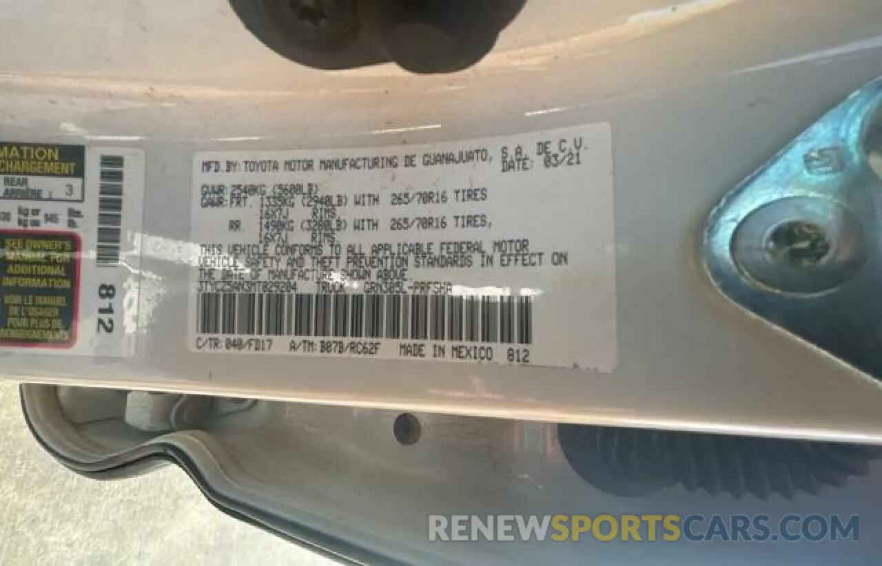 10 Фотография поврежденного автомобиля 3TYCZ5AN3MT029204 TOYOTA TACOMA 2021