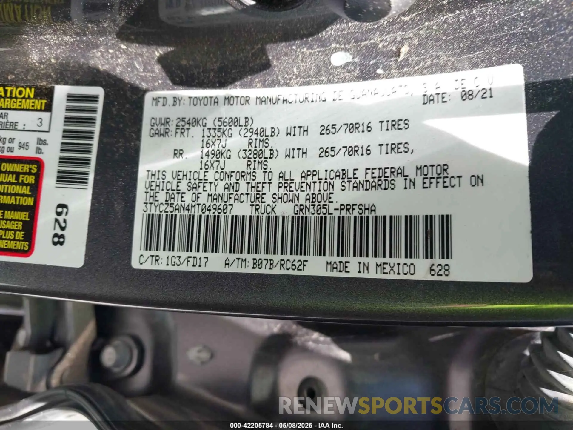 9 Photograph of a damaged car 3TYCZ5AN4MT049607 TOYOTA TACOMA 2021