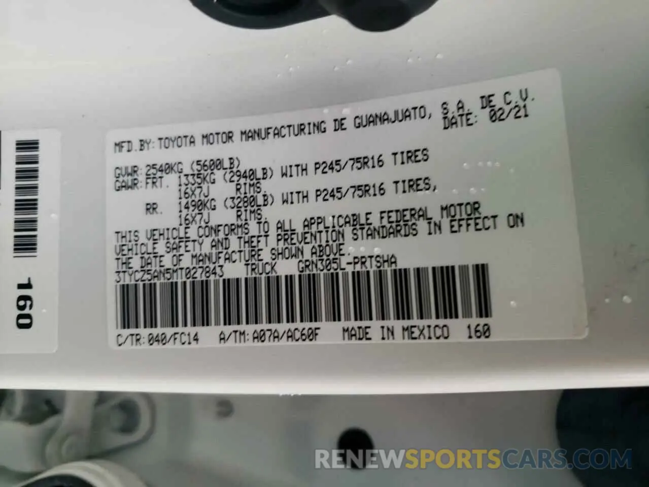 10 Фотография поврежденного автомобиля 3TYCZ5AN5MT027843 TOYOTA TACOMA 2021
