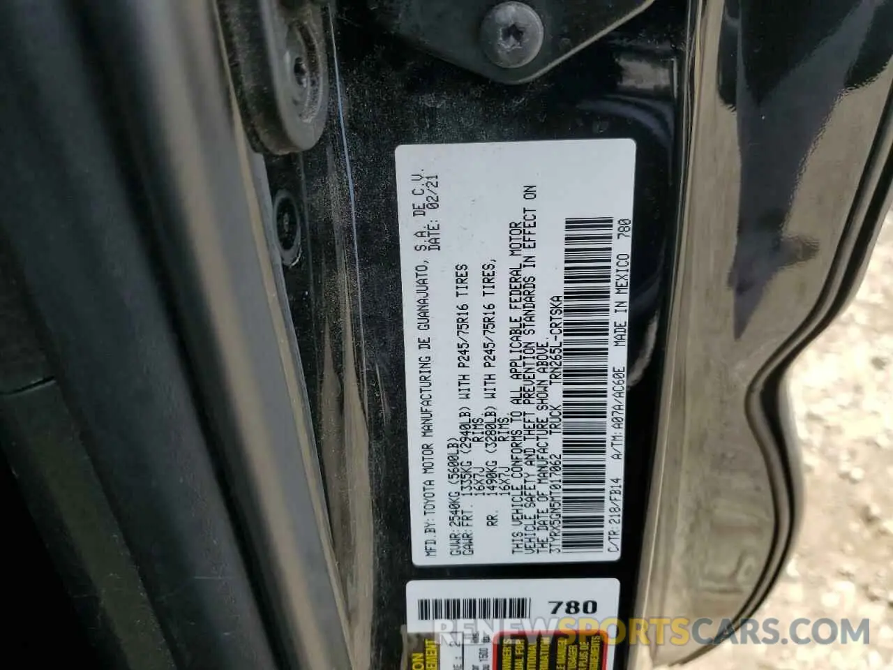 12 Фотография поврежденного автомобиля 3TYRX5GN5MT017062 TOYOTA TACOMA 2021