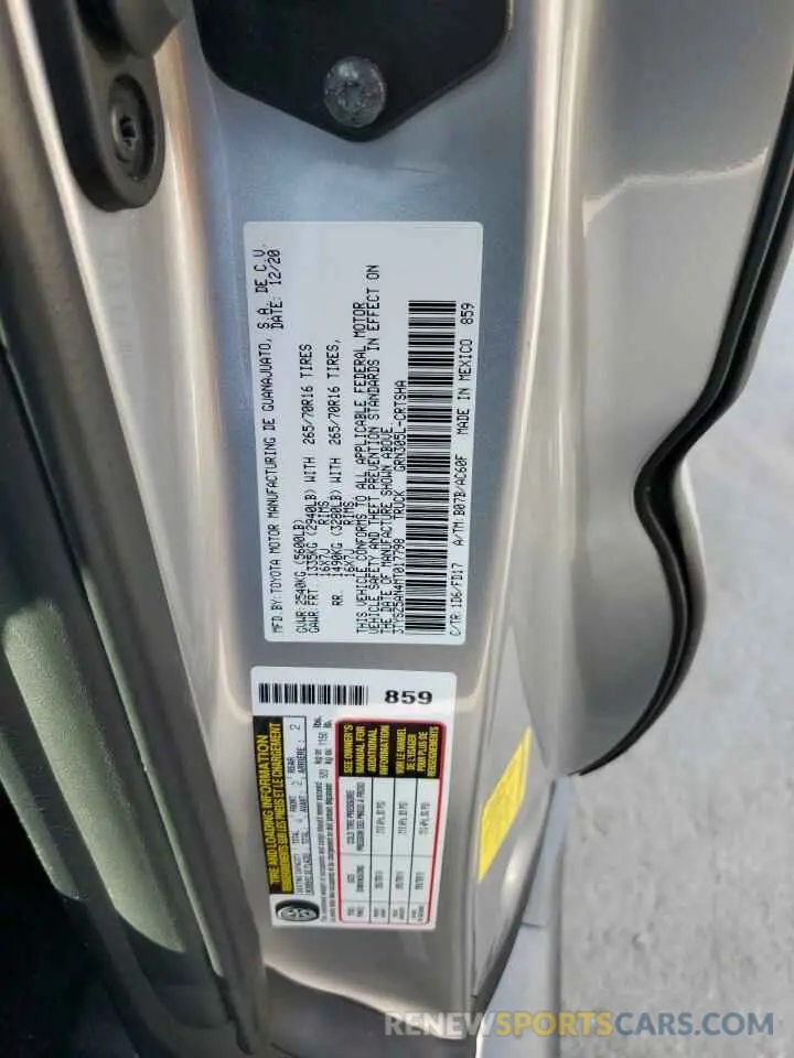 12 Photograph of a damaged car 3TYSZ5AN4MT017798 TOYOTA TACOMA 2021