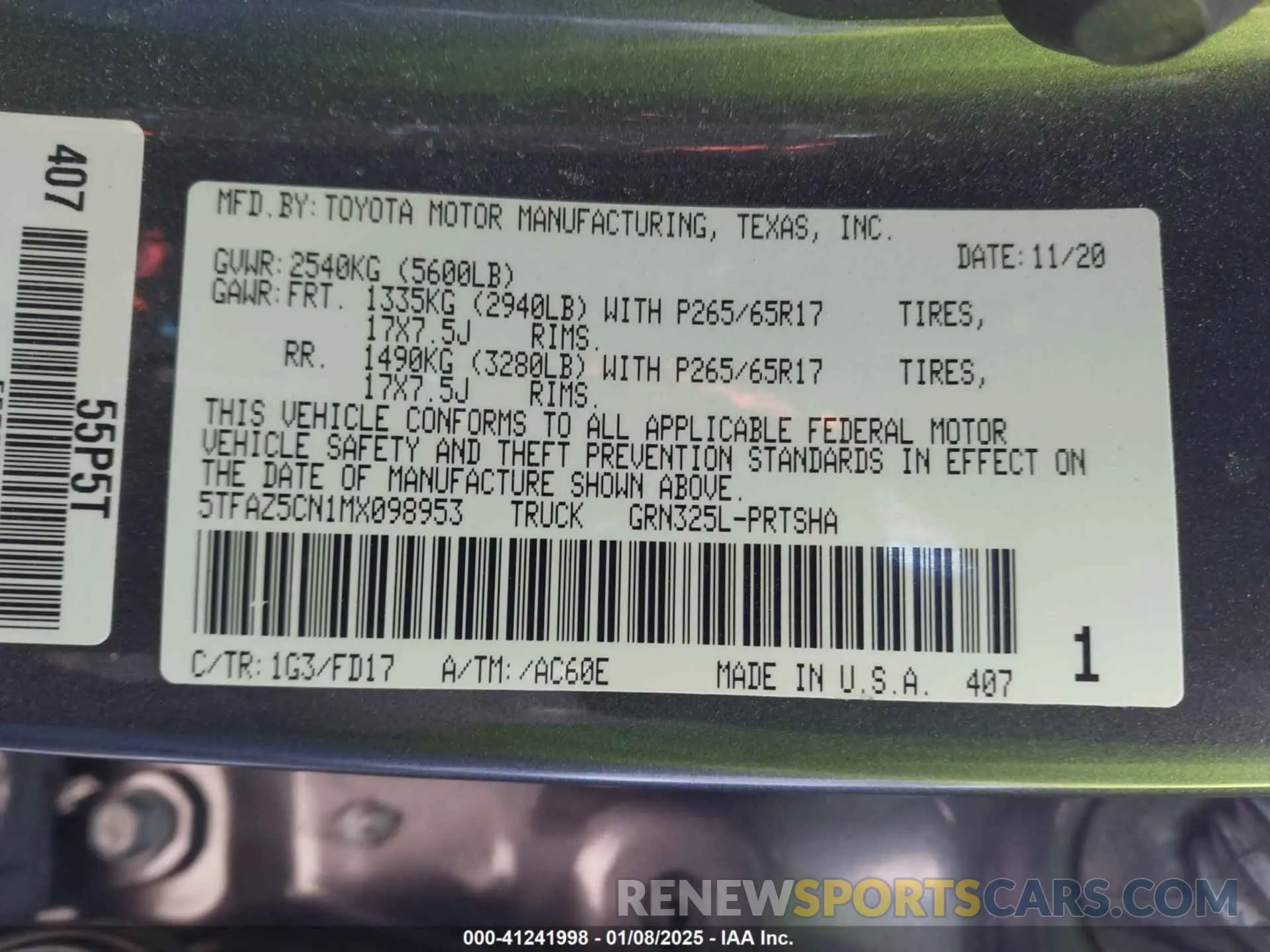 9 Photograph of a damaged car 5TFAZ5CN1MX098953 TOYOTA TACOMA 2021