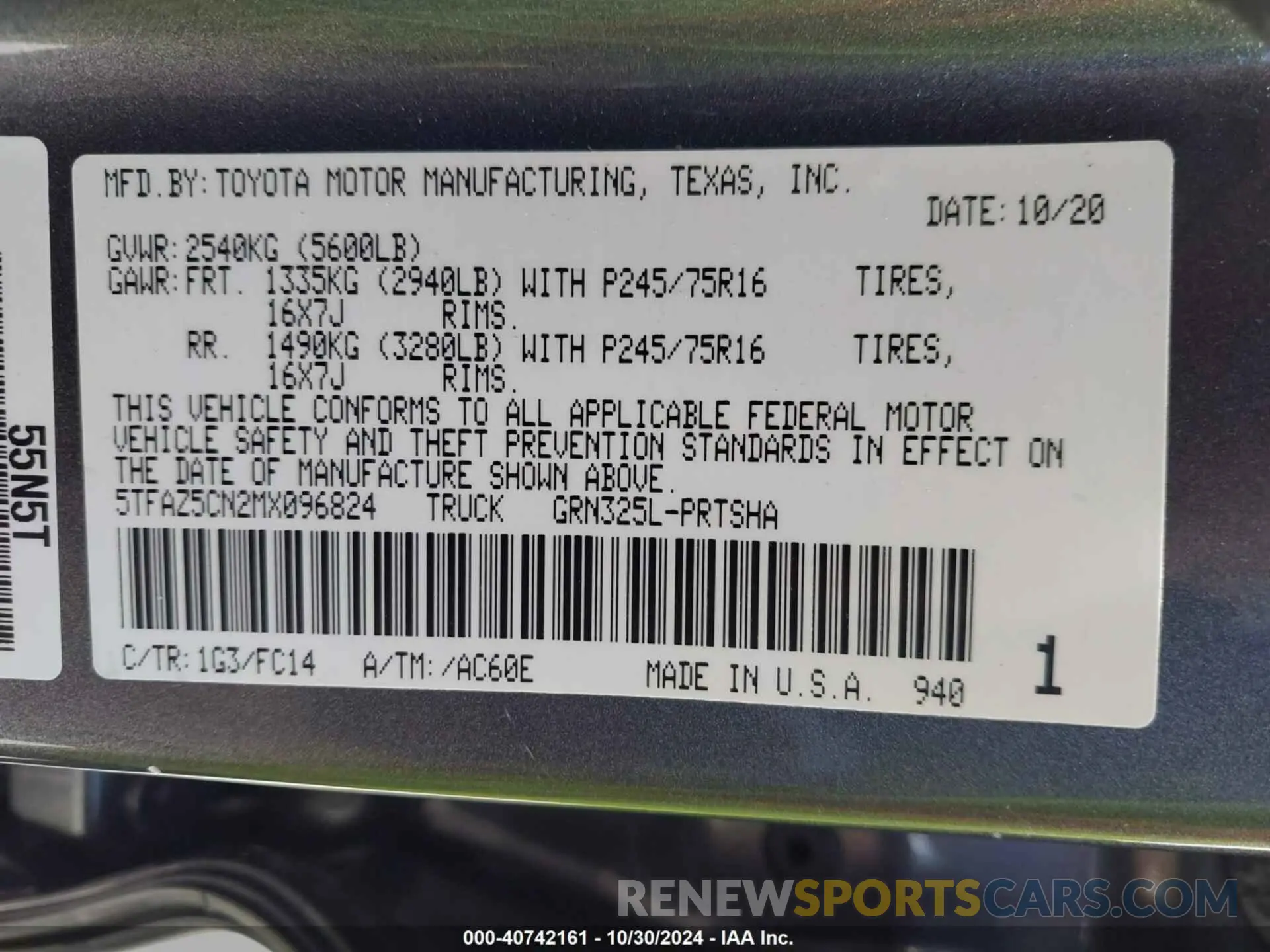 9 Photograph of a damaged car 5TFAZ5CN2MX096824 TOYOTA TACOMA 2021