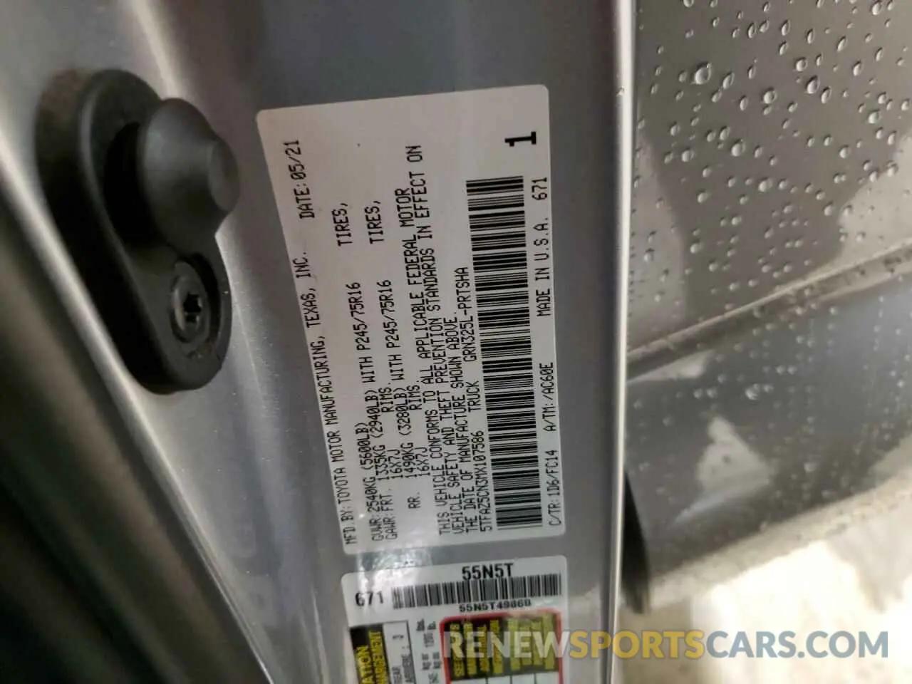 13 Photograph of a damaged car 5TFAZ5CN3MX107586 TOYOTA TACOMA 2021