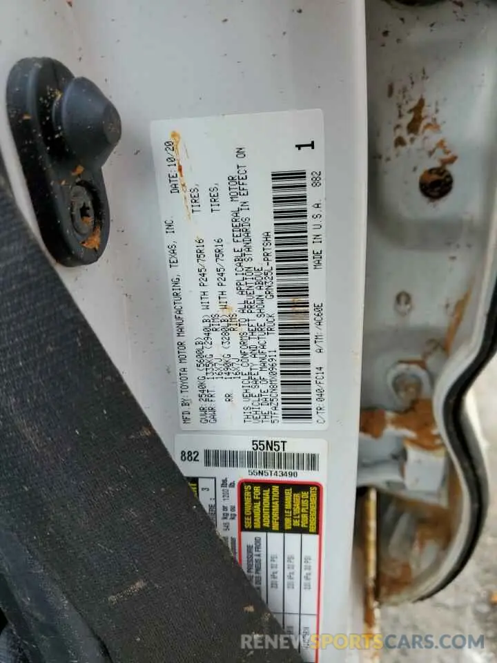 12 Фотография поврежденного автомобиля 5TFAZ5CN8MX096911 TOYOTA TACOMA 2021