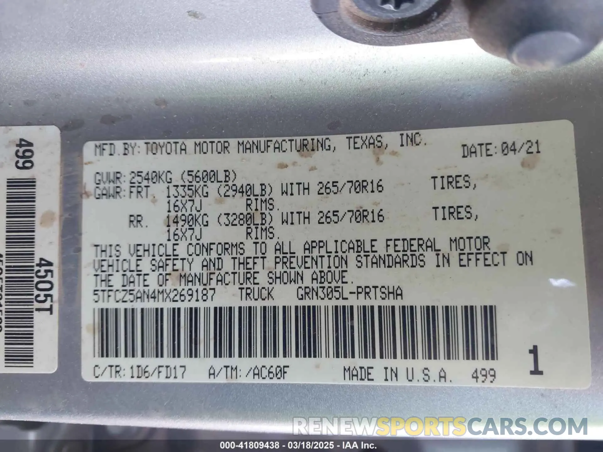 9 Photograph of a damaged car 5TFCZ5AN4MX269187 TOYOTA TACOMA 2021
