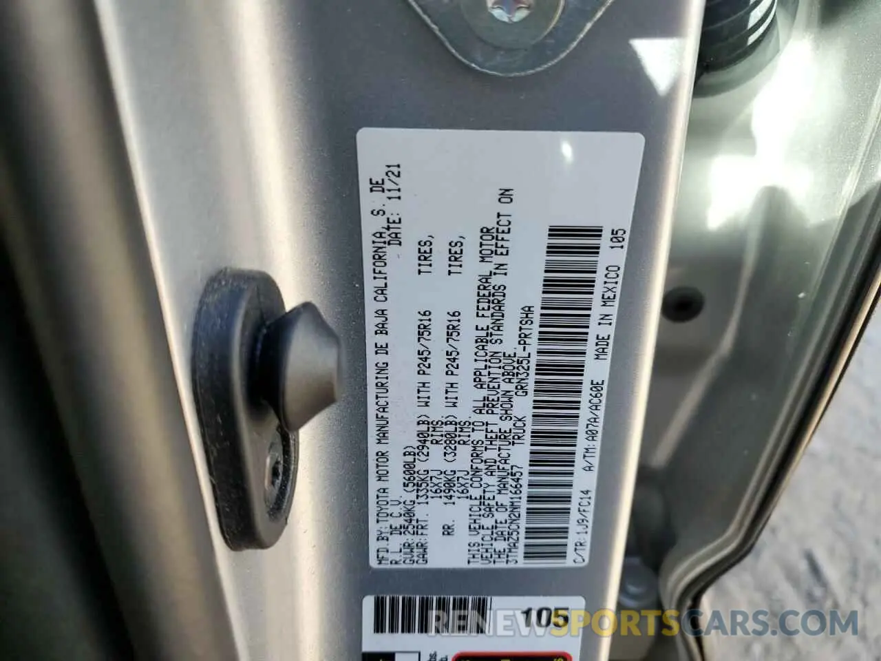 12 Photograph of a damaged car 3TMAZ5CN2NM166457 TOYOTA TACOMA 2022