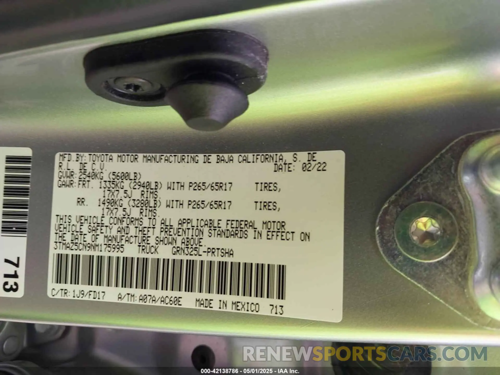 9 Фотография поврежденного автомобиля 3TMAZ5CN9NM175995 TOYOTA TACOMA 2022