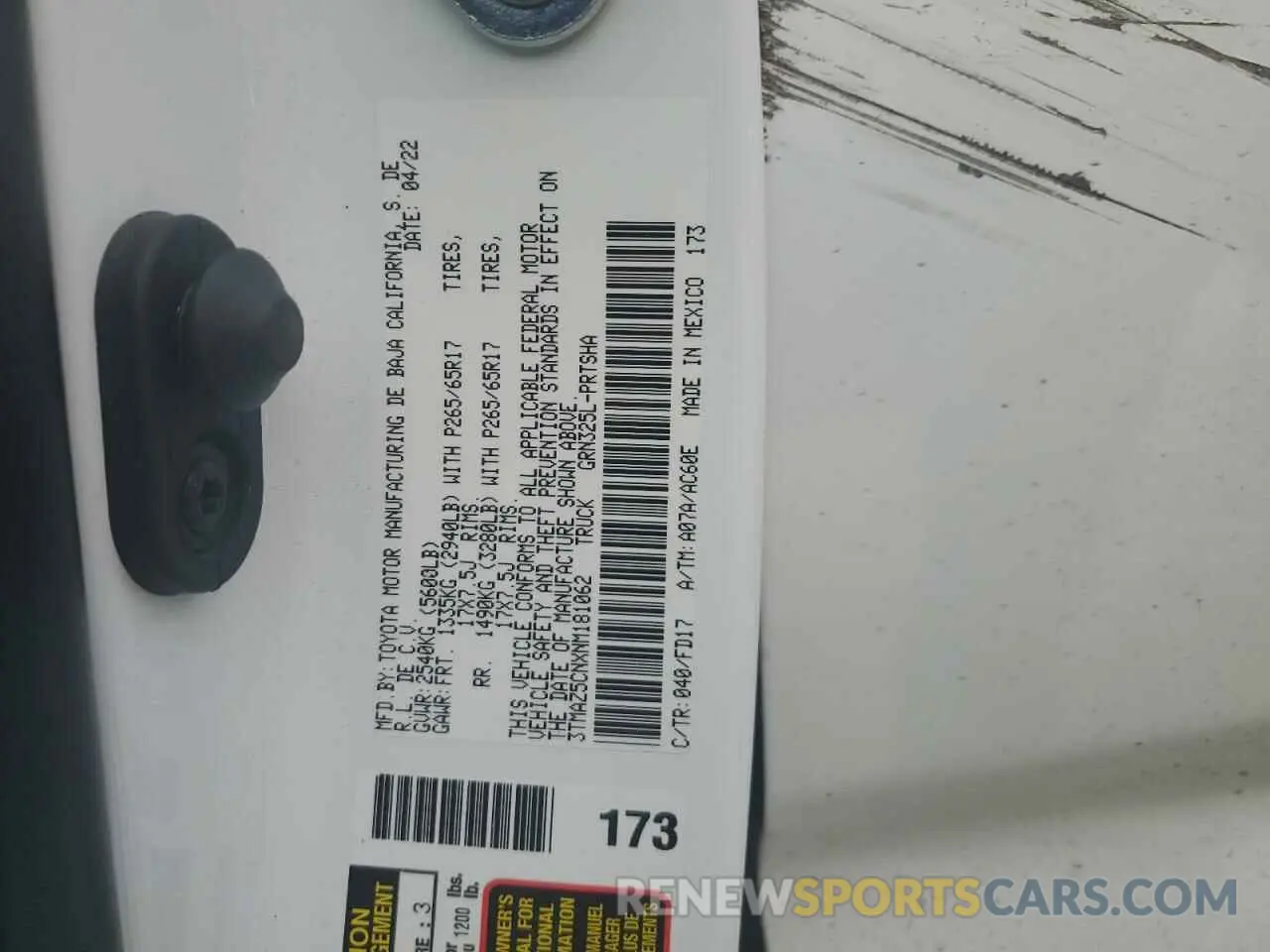 13 Photograph of a damaged car 3TMAZ5CNXNM181062 TOYOTA TACOMA 2022