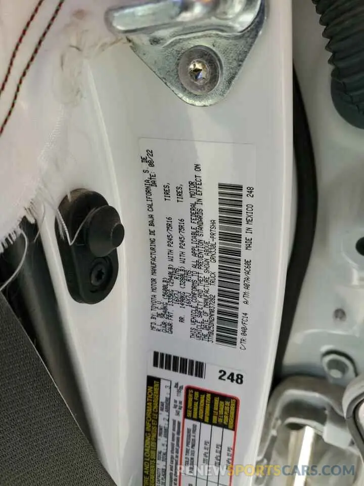 13 Фотография поврежденного автомобиля 3TMBZ5DN2NM037282 TOYOTA TACOMA 2022