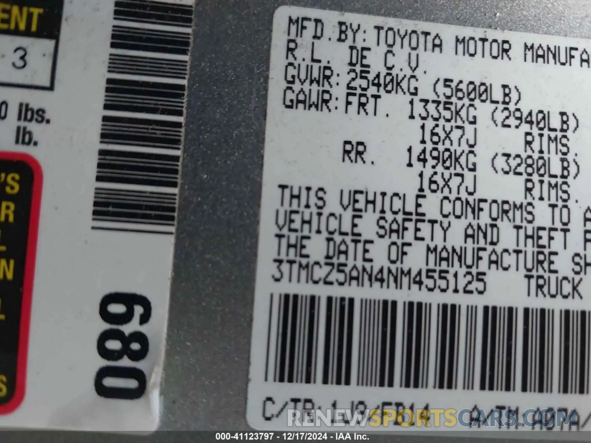 9 Фотография поврежденного автомобиля 3TMCZ5AN4NM455125 TOYOTA TACOMA 2022