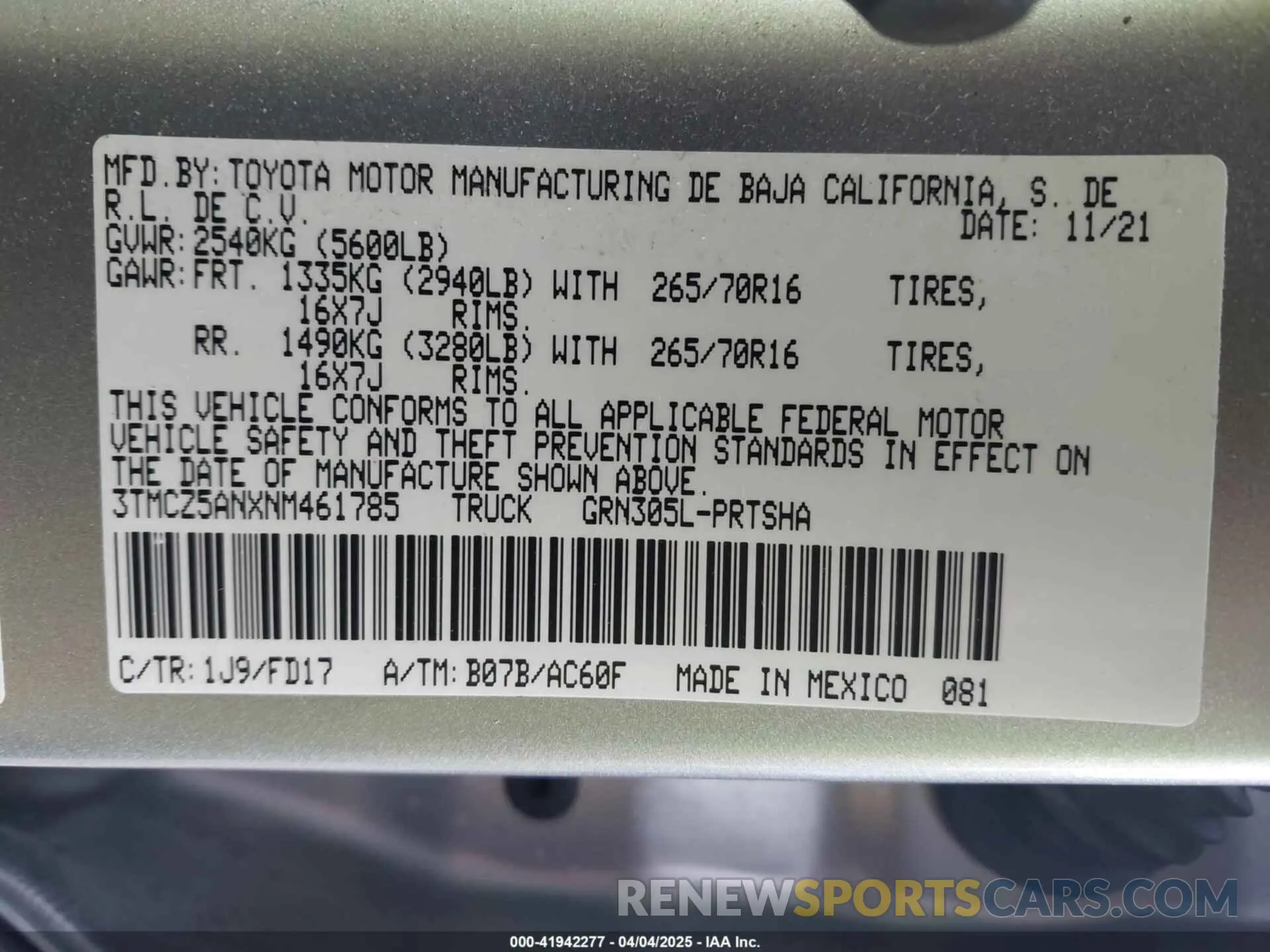 9 Photograph of a damaged car 3TMCZ5ANXNM461785 TOYOTA TACOMA 2022