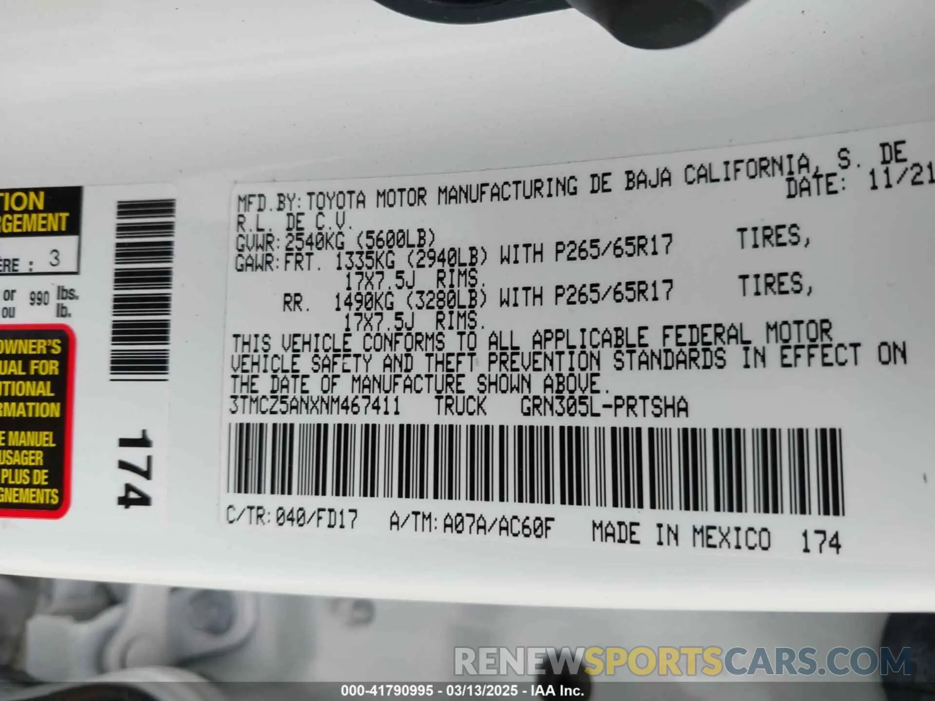 9 Фотография поврежденного автомобиля 3TMCZ5ANXNM467411 TOYOTA TACOMA 2022