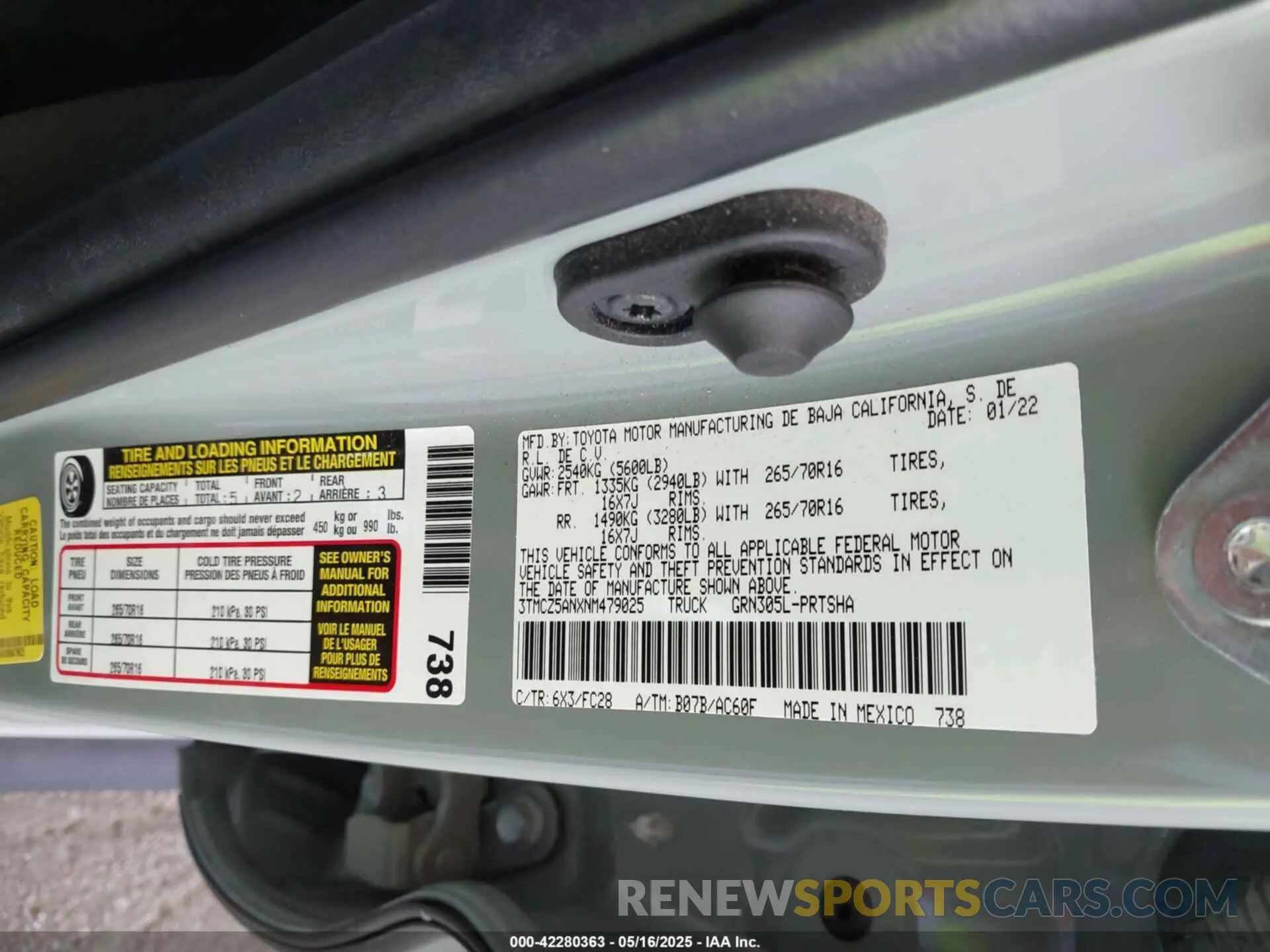 9 Фотография поврежденного автомобиля 3TMCZ5ANXNM479025 TOYOTA TACOMA 2022
