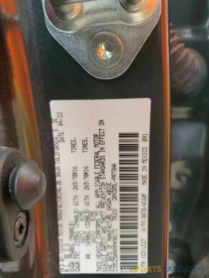 12 Фотография поврежденного автомобиля 3TMCZ5ANXNM498173 TOYOTA TACOMA 2022