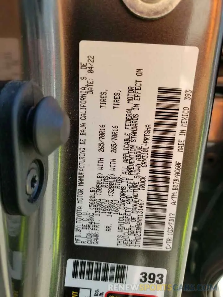 13 Photograph of a damaged car 3TMDZ5BN8NM131467 TOYOTA TACOMA 2022